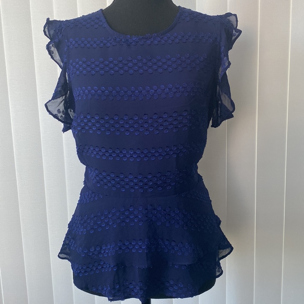 Banana Republic Blue Cap Sleeve
Textured Top Blouse Peplum Size 4